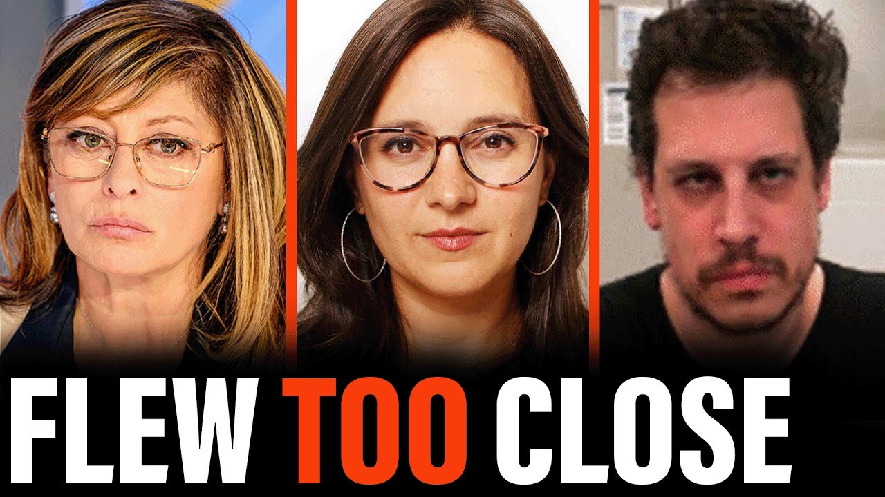 Power Lines episode thumbnail featuring Maria Bartiromo, Bari Weiss, and a third media figure under the headline “Flew Too Close”